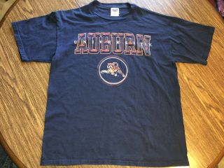 Vintage Auburn University Tigers Short Sleeve T - Shirt Retro Blue Men’s Size Xl