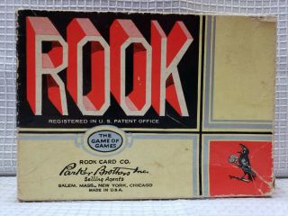 Vintage 1936 Rook Card Game By Parker Brothers Complete With Rule Book Blue Back
