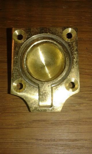 Solid Cast Brass Boat Pull Catch/ Latch Lift Ring 50mm Flush Vintage