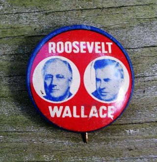 Vintage 1940 Roosevelt Wallace Democratic Political Campaign Button