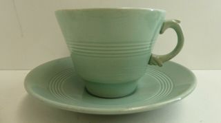 Vintage Beryl Ware Woods Milk Green Large Tea Cup And Saucer Pottery China