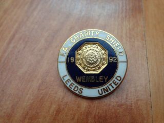 Vintage Leeds United Fc 1992 Charity Shield Winners Enamel Football Pin Badge