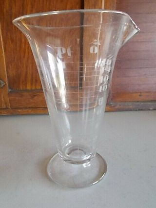 Vtg.  Laboratory Glass Beaker Tapered Graduated Etched Numbers Footed Bottom 16oz