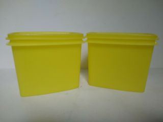 Set Of 2 Vintage Tupperware Yellow Shelf Saver 2 - Cup Containers With Lids