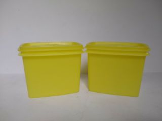 Set of 2 Vintage Tupperware Yellow Shelf Saver 2 - cup containers with Lids 2