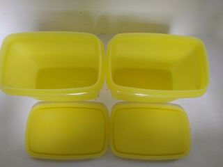 Set of 2 Vintage Tupperware Yellow Shelf Saver 2 - cup containers with Lids 3