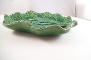 Vintage Bordallo Pinheiro Made in Portugal Leaf Shape Dish Art Pottery 3