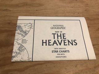 Vintage 1970 National Geographic Map Of The Heavens With Monthly Star Charts