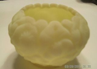 Fenton Yellow Opaque Satin Glass Rose Bowl Water Lily Pattern Vintage 20 Off