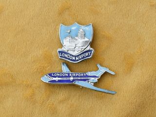 Vintage London Airport Airline Enamel Pin Badges Uk Aviation Collectable
