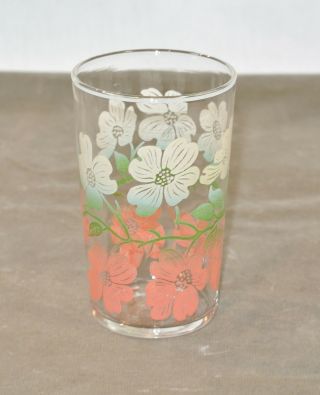 Vintage Swanky Swig Pink And White Dogwood Flowers Glass Tumbler 3 5/8 Inches