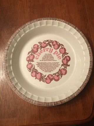 Vintage Royal China By Jeanette Deep Dish Cherry Pie Plate Dish With Recipe 11 "