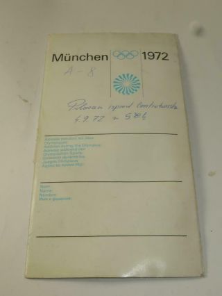 Vintage 1972 Olympics Memorabilia Travel Itinerary & Receipts Belgrade - Munich