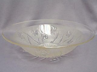Vintage Jeannette Glass Iris And Herringbone Clear 11 " Flat Rim Fruit Bowl Exc