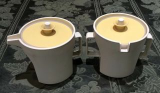 Vintage Tupperware Creamer Cream And Sugar Set Push Button Lids Retro