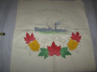 Vintage Stamped For Embroidery Or Paint Pillow Cover Canada On The Job Sea Ship