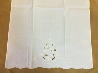 Two Vintage Tea Or Guest Towels,  Flower & Leaf Embroidery,  Cut Work,  Off White 5