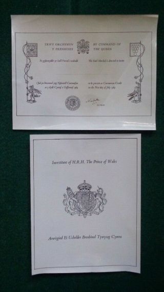 Antique Photograph Art Work Invitation For Investiture Prince Charles Wales 1969