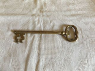 Extra Large Old Antique Vintage Brass Key 8.  25 " In Length For Display