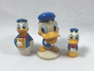 3 Donald Duck Figures Toys Bobble Head Finger Puppet Figurine Vintage 21075