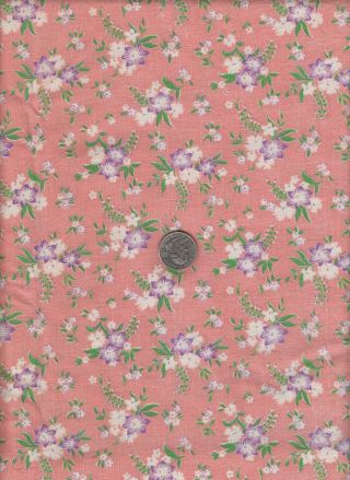 Vintage Feedsack Pink White Purple Floral Feed Sack Quilt Sewing Fabric