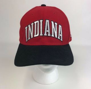 Vintage Indiana University Hoosiers Fitted Hat Iu Cap Ncaa Red 7.  5 Starter Wool
