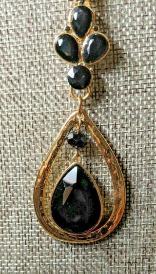 Vintage Gold Chain Necklace With Black Stone Pendant Necklace