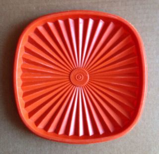 Vintage Tupperware Servalier Replacement 7.  5 " Square Orange Lid Only 839 - 18 Sa
