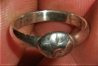 ANTIQUE COLONIAL c.  1750 - 1770 COIN SILVER SIGNET RING EARLY ENGRAVING vafo 2