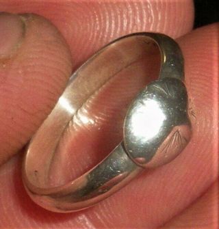 ANTIQUE COLONIAL c.  1750 - 1770 COIN SILVER SIGNET RING EARLY ENGRAVING vafo 3