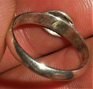 ANTIQUE COLONIAL c.  1750 - 1770 COIN SILVER SIGNET RING EARLY ENGRAVING vafo 5