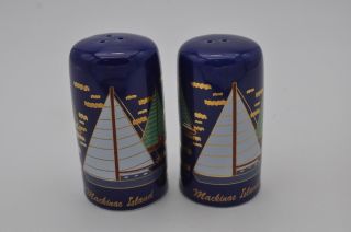 Vtg Mackinac Island Michigan Salt And Pepper Shakers Sailboat Nautical Souvenir