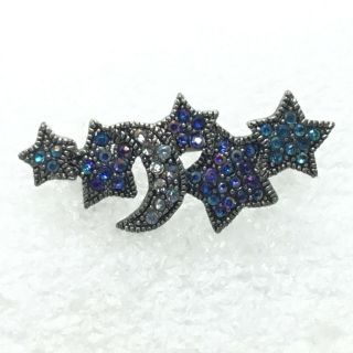 Signed Star Vintage Celestial Brooch Pin Rhinestone Stars Moon Jewelry