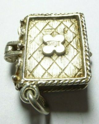 Vintage Sterling Silver Charm Opening Bible with Cross on Front and Back 4.  5g c7 2