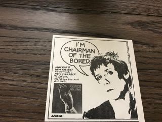 1979 Vintage 5x5 Promo Print Ad For Iggy Pop Values Im Chairman Of The Bored