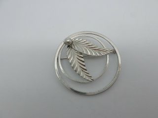 Vintage Van Dell Sterling Silver Two Ring Leaf Pin