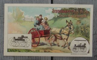 Vtg Studebaker Bros Trade Card Farm Wagon Buggies Carriages South Bend Gugler Nr