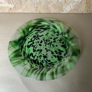 Vintage Large Murano Art Glass Plate - Green - 32.  5cm Dia