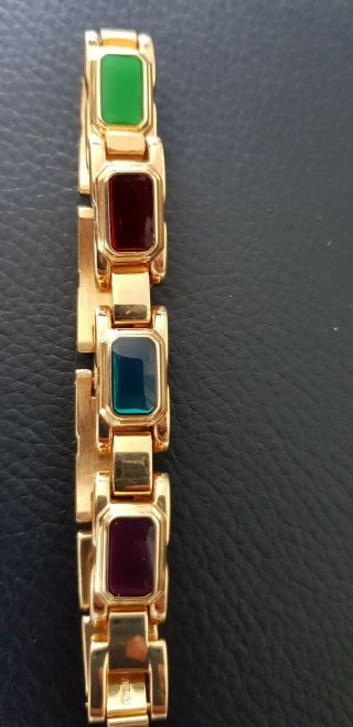 Bracelet - Vintage - Signed ‘ Joan Rivers ‘ - Gold Tone/multi Coloured Crystals - 1980’s