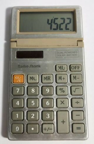 Radio Shack Vintage Calculator Dual Powered Solar Battery Ec - 447 Flip Up Screen