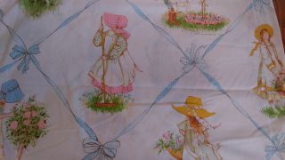 Vintage Holly Hobbie Twin Flat Sheet American Greetings 1976 Fabric Material