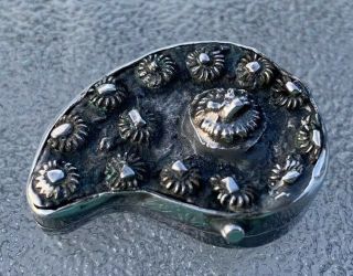 Antique Vintage Solid Silver Tiny Teardrop Shell Shape Indian Asian Pill Box Pot