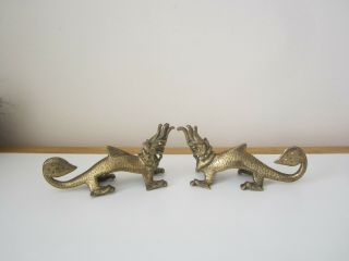 Old Vintage Antique Brass Chinese Dragon Ornamental Figures,  Unusual