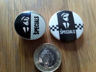 2 X Vintage 1980s The Specials Badges Mod Revival Ska 2 Tone Madness Pin Pinback