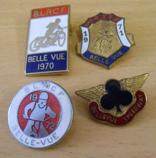 Vintage Belle Vue Enamel Speedway Badges 197os