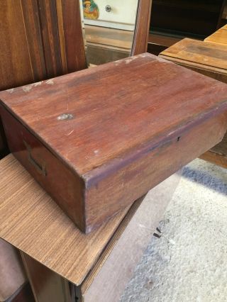 Vintage Old Antique Wooden Wood Box Brass Handles No Key 2/9/f