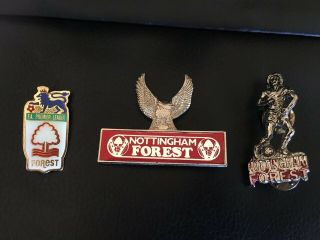 Nottingham Forest Fc Vintage Metal Pin Badge Memorabilia Set Of 3 Badges