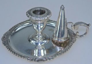 Vintage Silver Plate Candle Holder & Snuffer