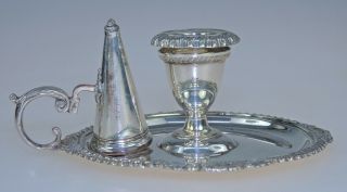 VINTAGE SILVER PLATE CANDLE HOLDER & SNUFFER 5