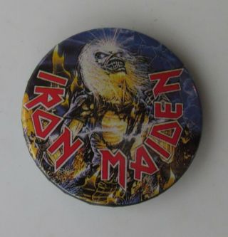 Iron Maiden Vintage 32 Mm Metal Pin Badge From 1985 Made In England Live Death